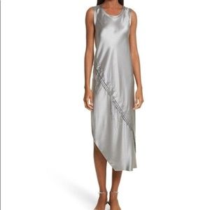 Helmut Lang Silk Tank Dress in Gray Pebble Medium